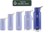 IDEUS Insulated Stainless Steel Water Bottle with 2 Leak-Proof Lids, Thermal Water Flask for Hiking Biking, 40oz, Purple