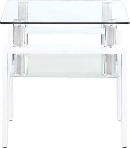 Coaster Home Furnishings Dyer 1-Shelf Square Glass Top Side End Table White - Image 5