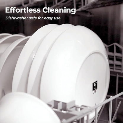 Y YHY 9.75" Large Pasta Bowls, 50 Ounces Big Salad Bowls, Ceramic Serving Bowl Set of 4, Wide and Shallow Bowls Set, Microwave and Dishwasher Safe, White