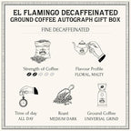 Bacha Coffee | El Flamingo Single Origin Decaffeinated Coffee, Autograph Collection, 100% Arabica Specialty Coffee, Ground Beans, Medium Dark Roast, 250g & 100% Natural Wood Fibre Paper Filters