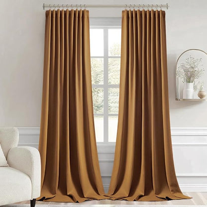 MIULEE Golden Brown Back Tab Blackout Curtains 52x96 Inch Long 2 Panels Set | - Image 9