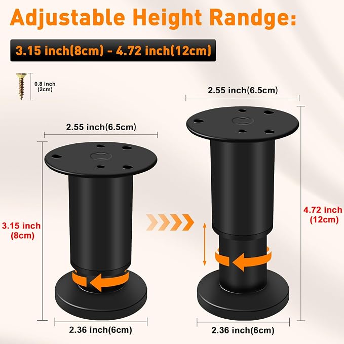 4 Pcs Adjustable Furniture Legs - Image 2