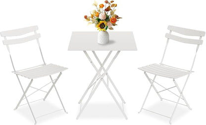 GarveeLife 3 Piece Patio Bistro Set, Folding Patio Bistro Table and Chairs Set by GarveeLife