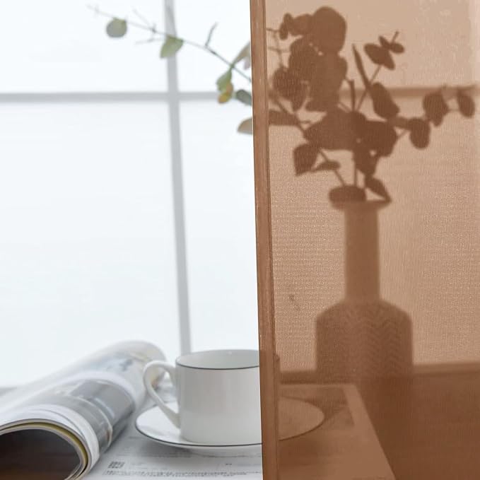 SpaceDresser Basic Rod Pocket Sheer Voile Window Curtain Panels Brown 1 Pair 2 - Image 4