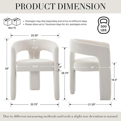 Modern Chenille Dining Chairs Set of 2, Upholstered Barrel Chairs - Image 2