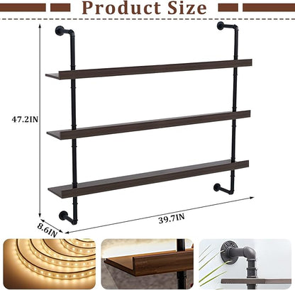 Solid Wood Wall Mounted Wine Rack, Large Bar Shelf - Image 2