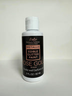 Edible Glitter Paint - 2 fl.oz Food Grade Metallic Glitter Cake Paint for Cake Decorating, Baking, Cupcakes - Shimmer Art Decorative Liquid Edible Paint Food Coloring for Fondant, Donuts (Rose Gold)