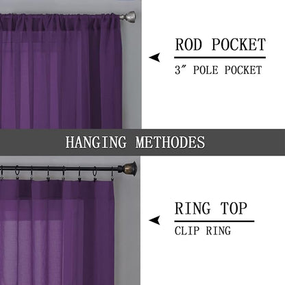 Tollpiz Sheer Tier Curtain Linen Textured Half Kitchen Curtains Sheer Light - Image 5