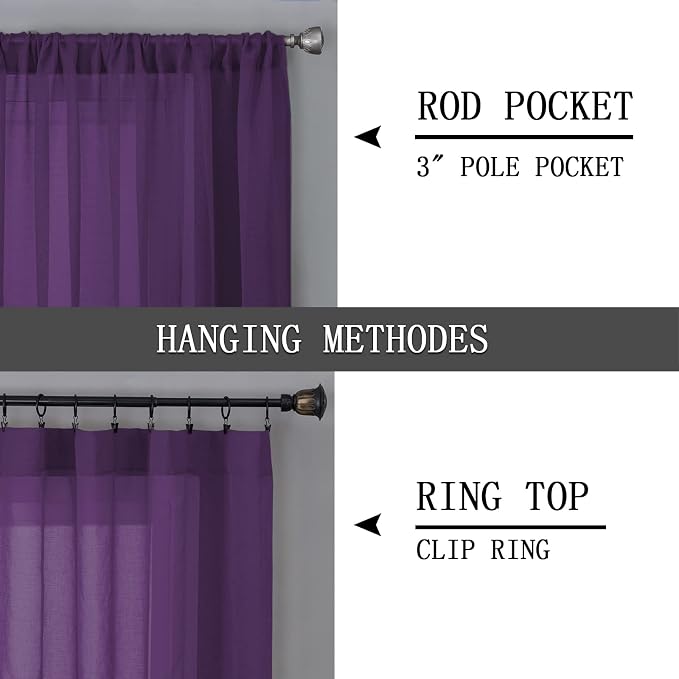 Tollpiz Sheer Curtains Linen Textured Bedroom Curtain Sheers Light Filtering - Image 5