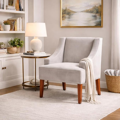 HomePop Swoop Arm Accent Chair, Velvet Grey - Image 4