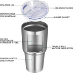 DOMICARE 30 oz Tumbler with Lid and Straw, Stainless Steel Tumblers Bulk, Insulated Vacuum Double Wall Travel Coffee Mug, Durable Powder Coated Tumbler Cups (Stainless Steel, 4)