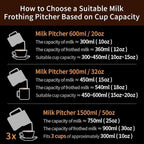 watchget Milk Frothing Pitcher 32oz/900ml - Stainless Steel Frothing Pitcher Espresso Steaming Pitcher Coffee Frother Cup Cappuccino Latte Art Coffee Machine Accessories Milk Jug, Creamy White