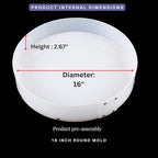 Resin Mold Large Round Deep -Kalinta 16inch Reusable Epoxy Round Molds for Resin Clock, Serving Tray Board, End Table，Floral Preservation Bouquet