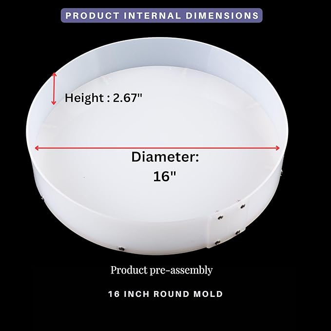 Resin Mold Large Round Deep -Kalinta 16inch Reusable Epoxy Round Molds for Resin Clock, Serving Tray Board, End Table，Floral Preservation Bouquet