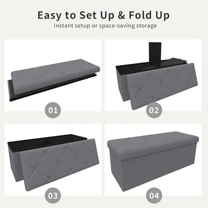 43 Inches Folding Storage Ottoman Bench - Image 5