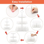 Coitak Plastic Cupcake Stands, 3 Tier Cupcake Stand, Dessert Tower Tray for Tea Party, Baby Shower and Wedding (2 Pack)