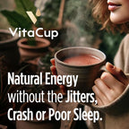 VitaCup Mushroom Coffee Alternative Instant Drink Mix | Mushroom Based Coffee Substitute for Natural Energy & Focus | Lion’s Mane, Yerba Mate, & Chaga | Cacao, Cinnamon, & B Vitamins | 30 Servings