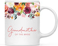 Andaz Press 11oz. Wedding Ceramic Coffee Tea Mug Gift, Fall Autumn Burgundy Orange Peach Flowers Roses Florals, Grandmother of the Bride, 1-Pack, Includes Gift Box
