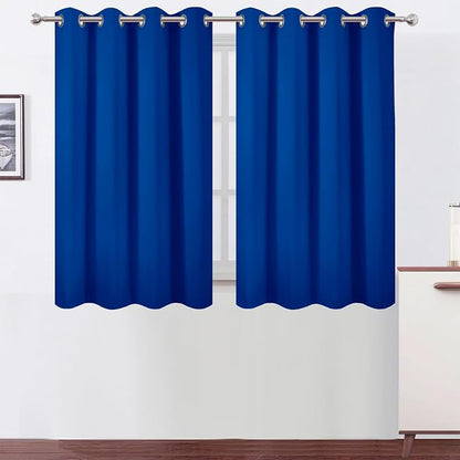 Blackout Curtains 66 x 54 Inch Long Royal Blue Curtains Set of 2 Panels Room by Lemomo
