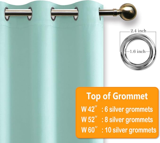 Blackout Curtains for Bedroom, 60 x 63 Inches Long, 2 Panels, Aqua | Thermal - Image 6