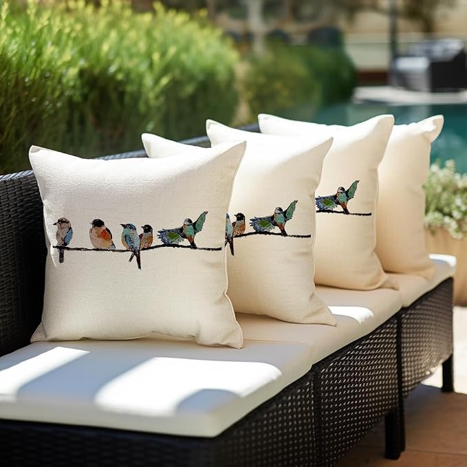 RABUSOFA 18x18 Outdoor Birds Pillow Decorative Throw Pillows, Small Throw - Image 5