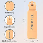 Coldest Insulated Water Bottle with Straw Lid - Stainless Steel Metal Insulated Bottle for Men & Women (Sahara Peach, 40 oz)