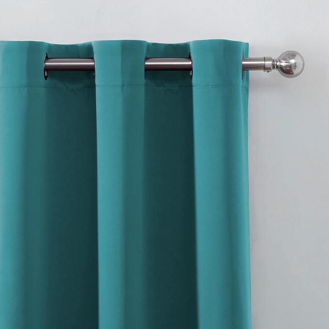 Sea Teal Blackout Curtains 34 x 84 Inch Length/Set of 2 Curtain Panels/Thermal - Image 6