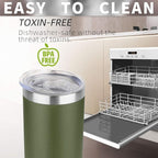 HASLE OUTFITTERS 20 oz Skinny Tumblers Bulk Set, Stainless Steel Insulated Slim Tumblers with Lids, Reusable Double Wall Travel Coffee Mugs, Durable Powder Coated Travel Water Cups(Army Green, 12)