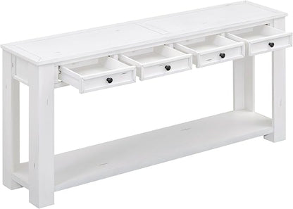 LKTART White Console Table, Solid Wood Sofa Table - Image 4