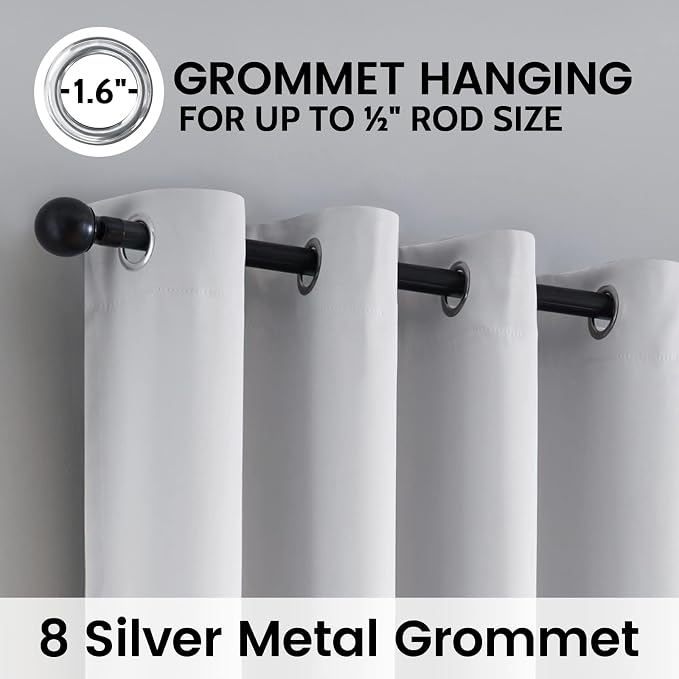 SimpleHome White 100% Blackout Curtains Room Darkening Living Room 63 Inch | - Image 6