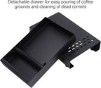 Coffee Knock Box, Stainless Steel Drawer Type Coffee Grind Container Coffee Knock Box Espresso Knocker Drawer Non Slip with Rubber Knock Stick for Cafes Home Kitchens Office (Black)
