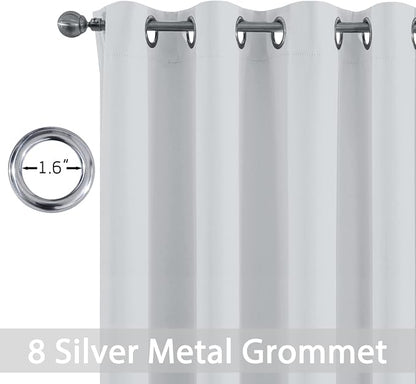 Yakamok Greyish White Curtains for Bedroom, Grommet Thermal Insulated Room - Image 3