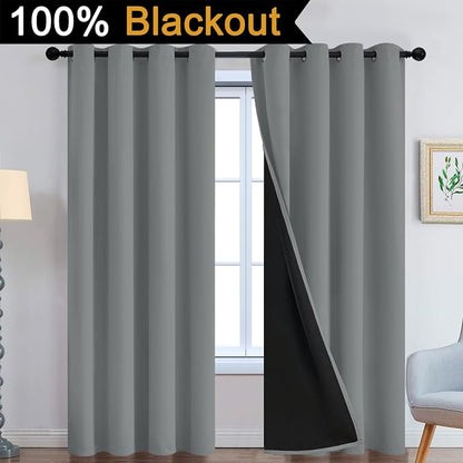 Yakamok Dove Grey 100% Blackout Curtains 96 Inches Long 52" Wide 2 Panel | - Image 2
