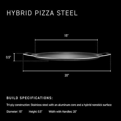 HexClad Hybrid Nonstick Pizza Steel for Pizzas and Flatbreads Up to 14", Dishwasher-Friendly, Oven and BBQ-Safe Up to 900°F