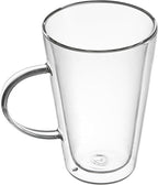 Restaurantware-Forma Professional 13.5 oz Double Wall Glass Mugs, 12 Insulated Coffee Mugs With Handle - Dishwashable, Reusable, Clear Glass Beverage Cups, Freezable, For Hot Or Cold Beverages