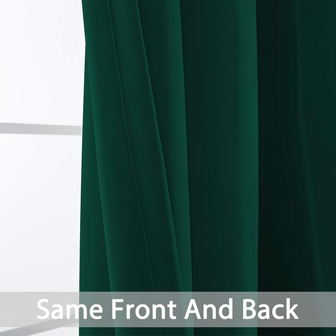 Yakamok Room Darkening Curtains 52x84 inch Length Dark Green-Living Room | 2 - Image 5