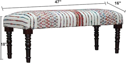 LR Home Multicolor Handmade Upholstered Bench - Image 3