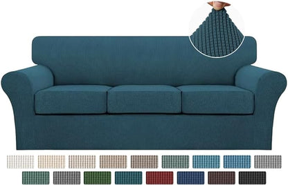 Turquoize 4 Piece Sofa Covers for 3 Cushion Couch Sofa Slipcover Soft Couch by Turquoize