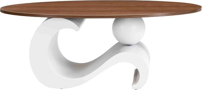 Modern Oval Coffee Table Set of 2, Wood Nesting Coffee Tables - Image 5
