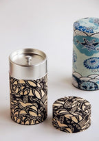 Japanese Pokkan Coffee Spice Tea Tin Canister Washi Paper Storage with Lid 7.05 oz Capacity (Modern Seigaiha)