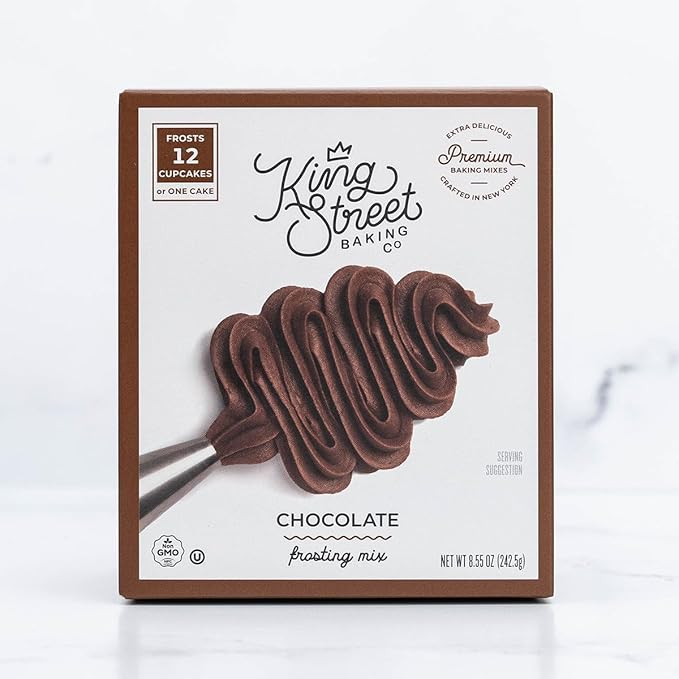 King Street Baking Co Chocolate Frosting Mix - 4 Ingredient Icing for Cake - Real Cocoa, Vanilla - Frosts 12 Cupcakes (3Pack)