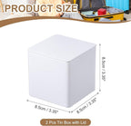 PATIKIL Metal Tea and Tin Set 3.35"x3.35"x3.35", 2 Pcs Metal Storage Airtight Storage Square Container with Lid for Loose Tea Coffee Candy Treats Gifts Spice DIY, White