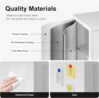 Bevivog Metal Bathroom Floor Storage Cabinet, Small Storage Sideboard - Image 6