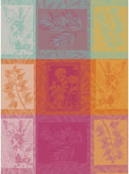 Garnier Thiebaut Mille Vegetaux Arc En Ciel (A Thousand Rainbow Plants) French Kitchen Towel 22"x30", Cotton, Jacquard