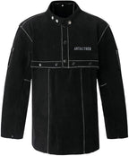 ANTAITHER Leather Welding Jacket with Open Back, Bib Apron with Cape Sleeve, Heat Flame Resistant Welder Coat
