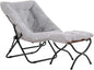 Tiita Folded Chair with Ottoman, Soft Faux Fur Oversized Folding Accent Chair by TiitaHome