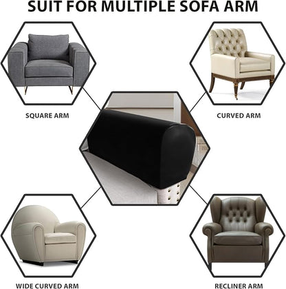 PU Leather Armrest Covers for Sofa Couch Arm Slipcover Set of 2 Stretch - Image 5