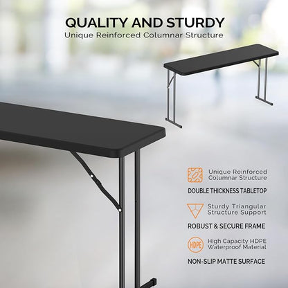 VINGLI 5 FT Narrow Folding Table, Home Work - Image 4