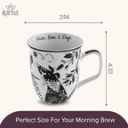 Karma Gifts 14 oz Black and White Boho Mug Western - Cute Coffee and Tea Mug - Ceramic Coffee Mugs for Women and Men