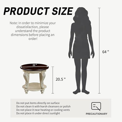 LKTART Round End Table, Victorian Vintage End Tables - Image 3